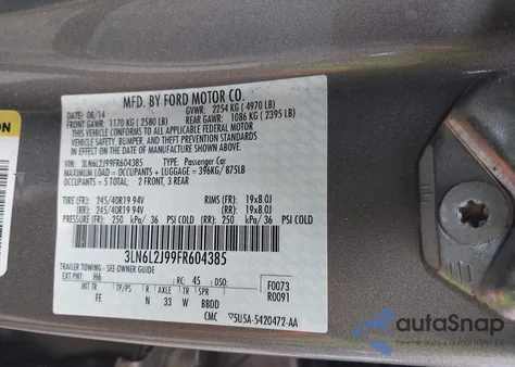 2015 Lincoln Mkz из США, поврежденный, VIN 3LN6L2J99FR604385